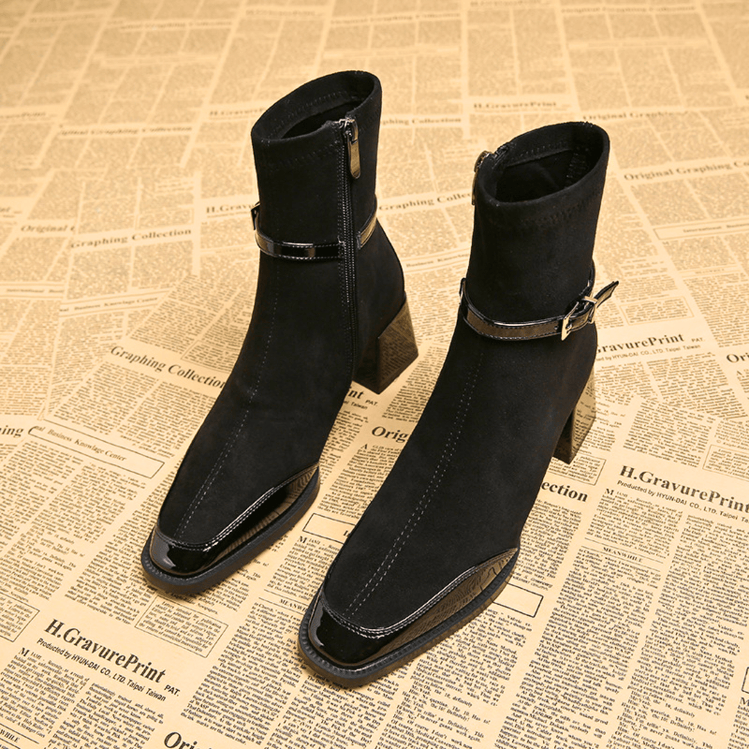 Damen Stiefeletten mit Absatz und glänzenden Details