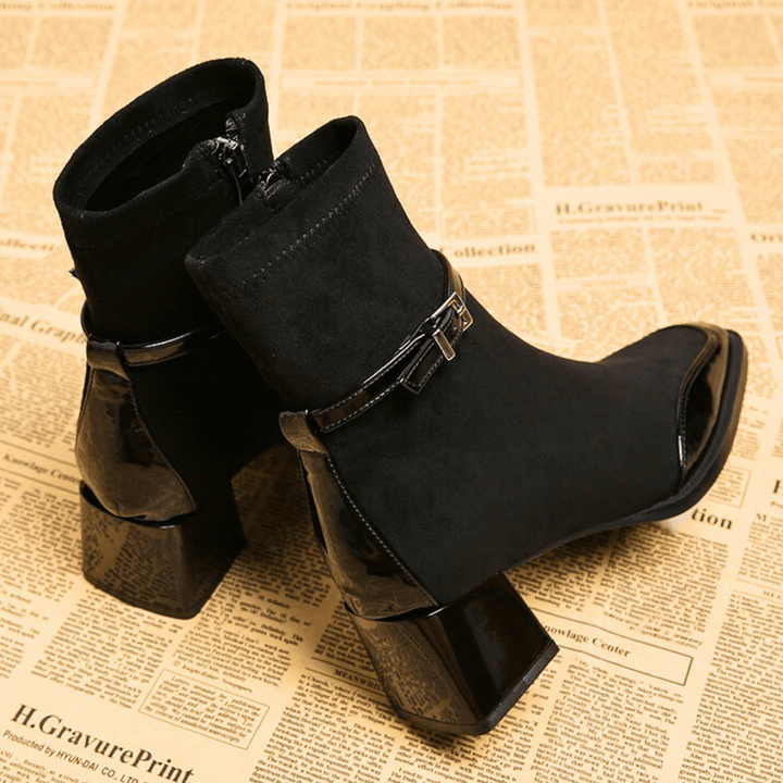 Damen Stiefeletten mit Absatz und glänzenden Details