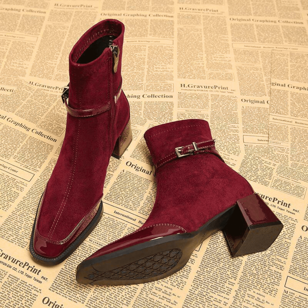 Damen Stiefeletten mit Absatz und glänzenden Details