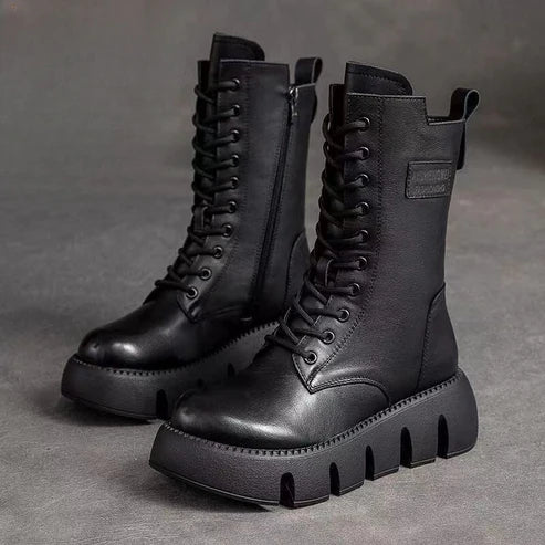 Damen Stiefeletten mit Schnürung und Profilsohle