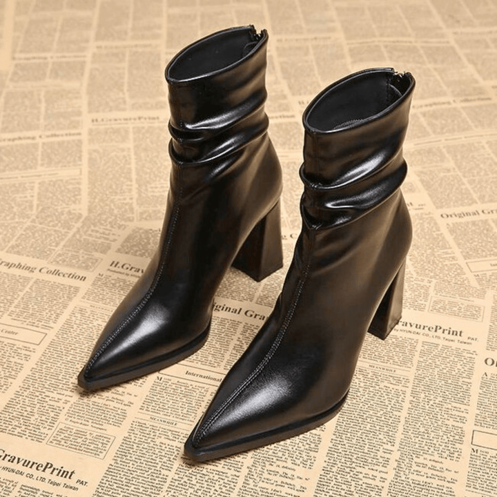 Damen Stiefeletten mit spitzer Form und Blockabsatz