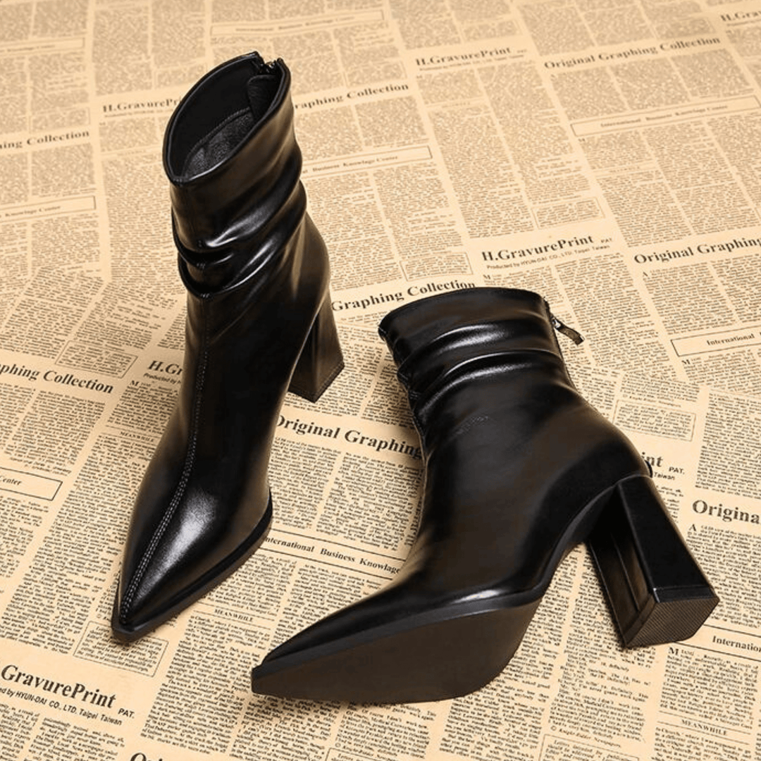 Damen Stiefeletten mit spitzer Form und Blockabsatz