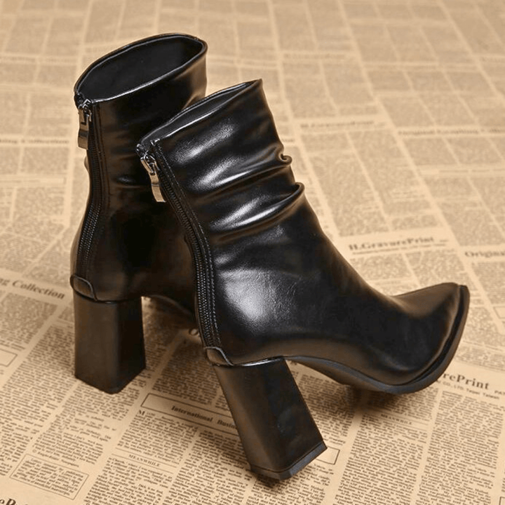 Damen Stiefeletten mit spitzer Form und Blockabsatz