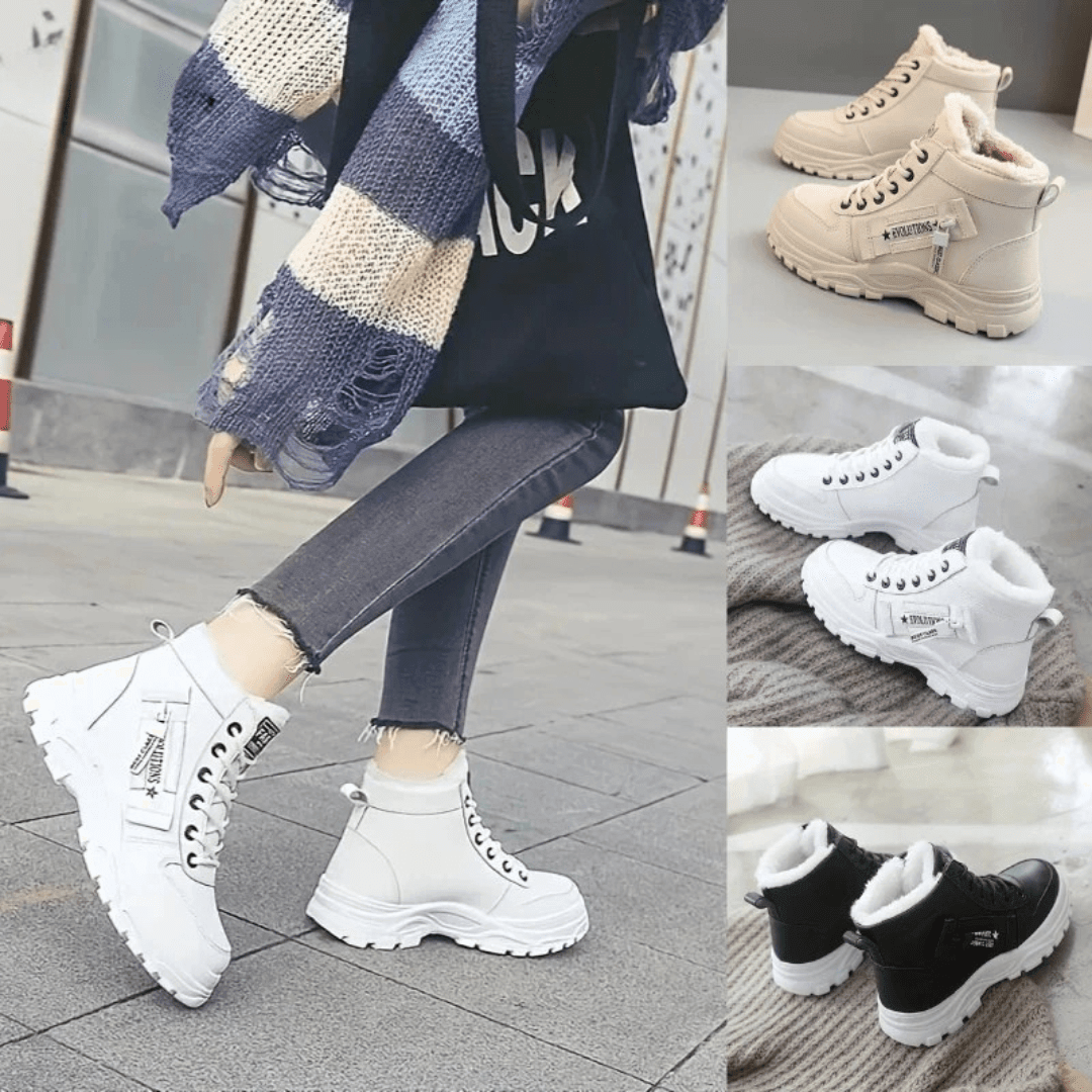 Damen Stiefeletten mit wasserdichter Oberfläche und Winter-Design - Beige