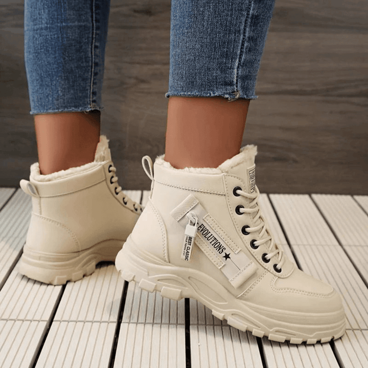 Damen Stiefeletten mit wasserdichter Oberfläche und Winter-Design - Beige