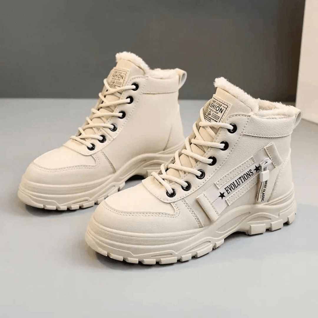 Damen Stiefeletten mit wasserdichter Oberfläche und Winter-Design - Beige