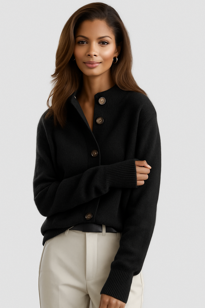 Damen Strickjacke mit Knöpfen und gerippten Bündchen