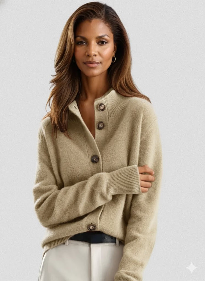 Damen Strickjacke mit Knöpfen und gerippten Bündchen