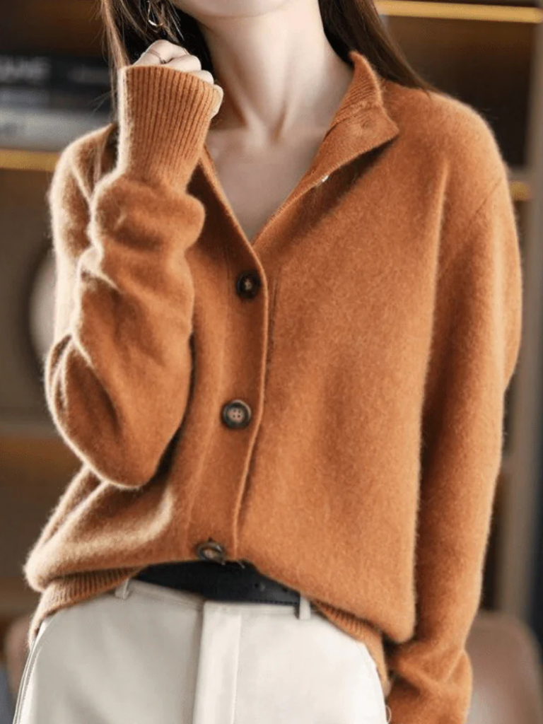 Damen Strickjacke mit Knöpfen und gerippten Bündchen