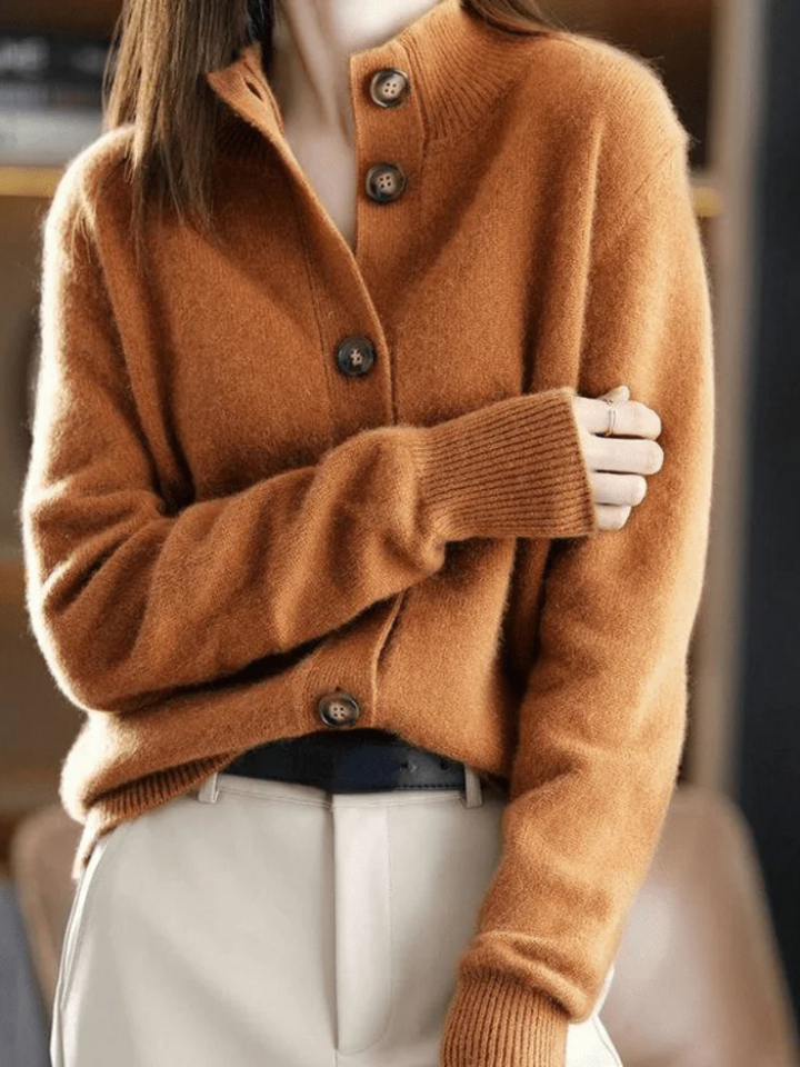 Damen Strickjacke mit Knöpfen und gerippten Bündchen