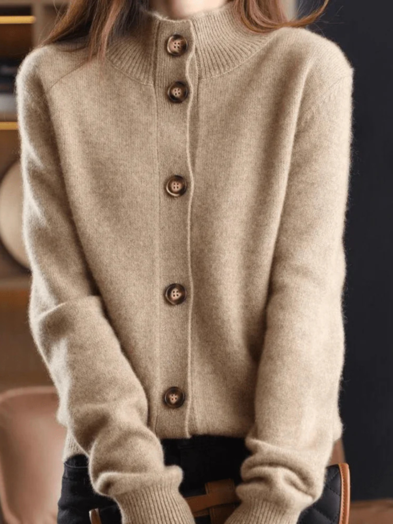 Damen Strickjacke mit Knöpfen und gerippten Bündchen