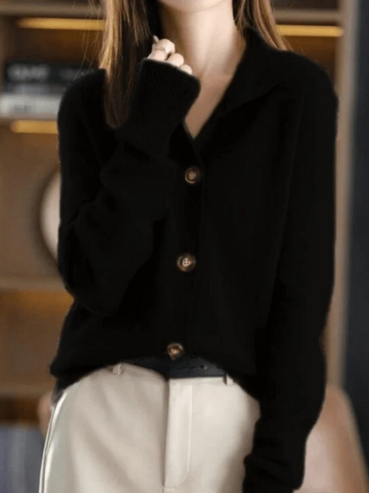 Damen Strickjacke mit Knöpfen und gerippten Bündchen