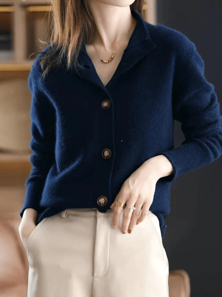 Damen Strickjacke mit Knöpfen und gerippten Bündchen