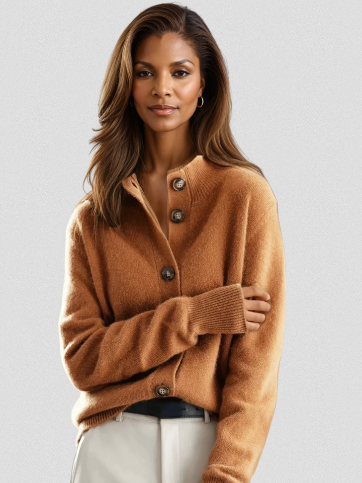 Damen Strickjacke mit Knöpfen und gerippten Bündchen