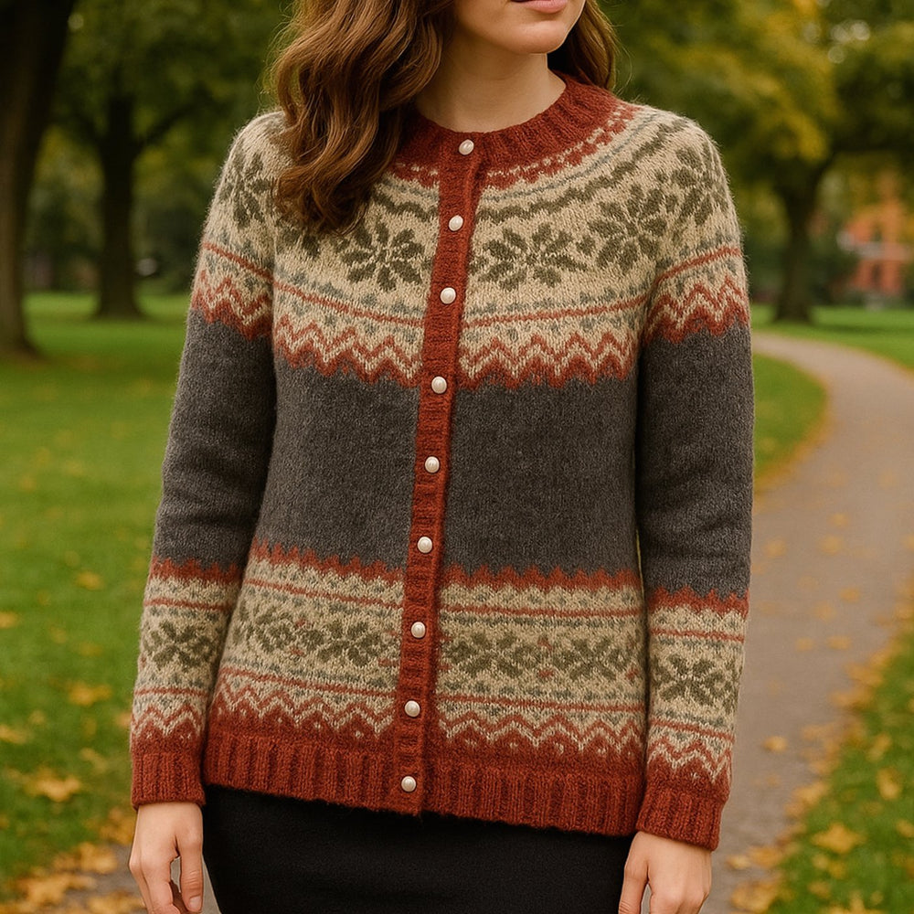 Damen Strickjacke mit Norwegermuster