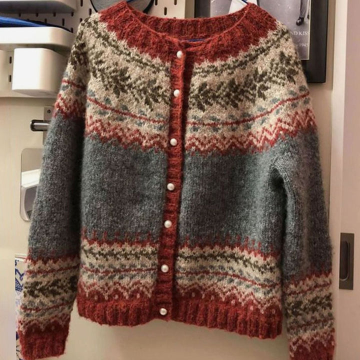 Damen Strickjacke mit Norwegermuster