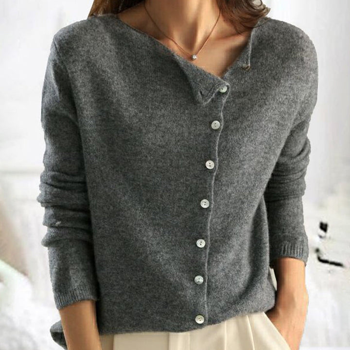 Damen Strickjacke mit schräger Knopfleiste