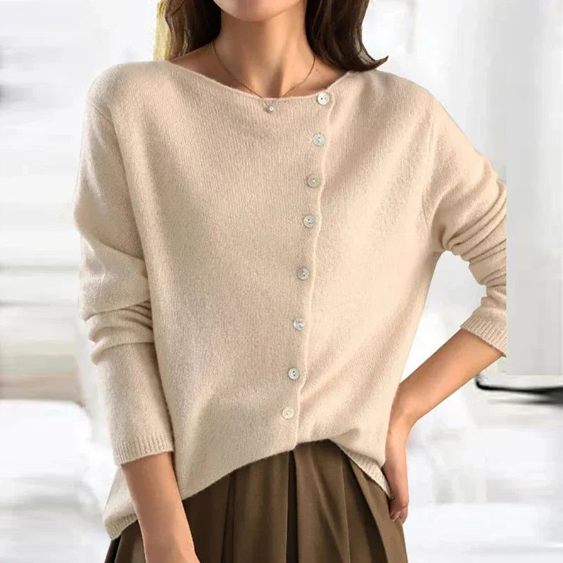 Damen Strickjacke mit schräger Knopfleiste