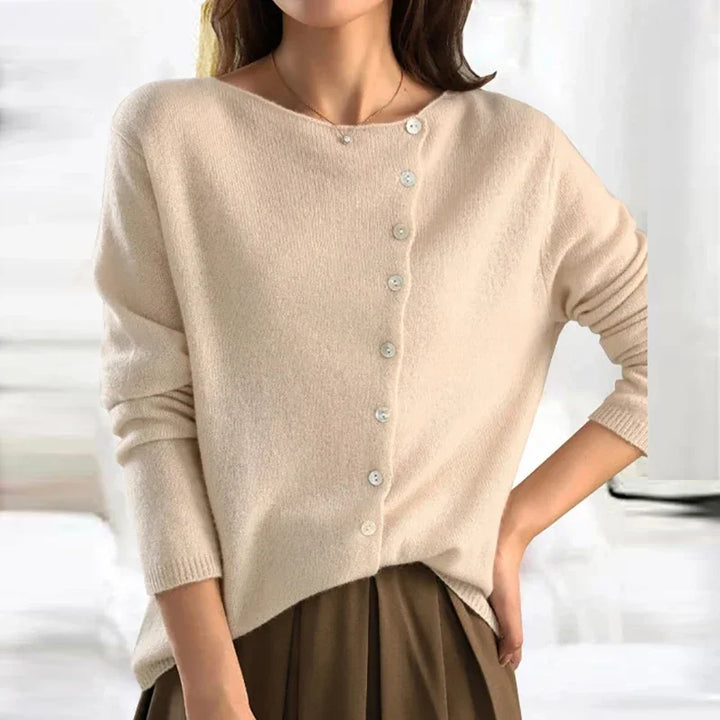 Damen Strickjacke mit schräger Knopfleiste