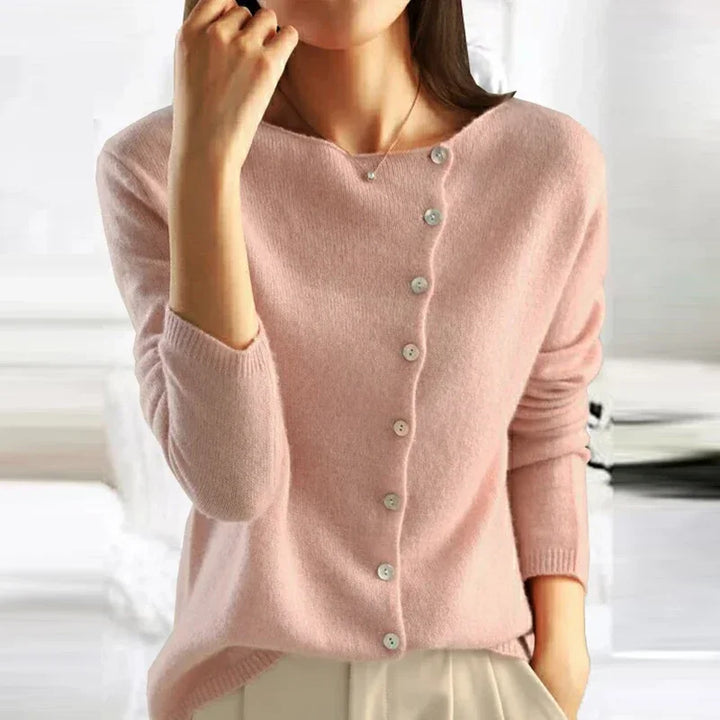 Damen Strickjacke mit schräger Knopfleiste