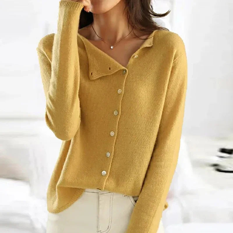Damen Strickjacke mit schräger Knopfleiste