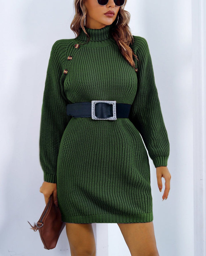 Damen Strickkleid für Alltag und Anlässe mit klarer Form - Grün