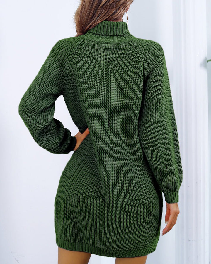 Damen Strickkleid für Alltag und Anlässe mit klarer Form - Grün
