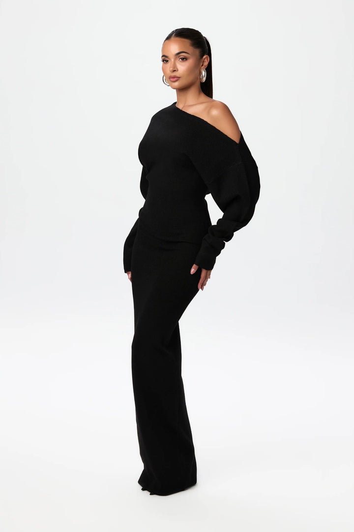 Damen Strickkleid mit asymmetrischem Ausschnitt