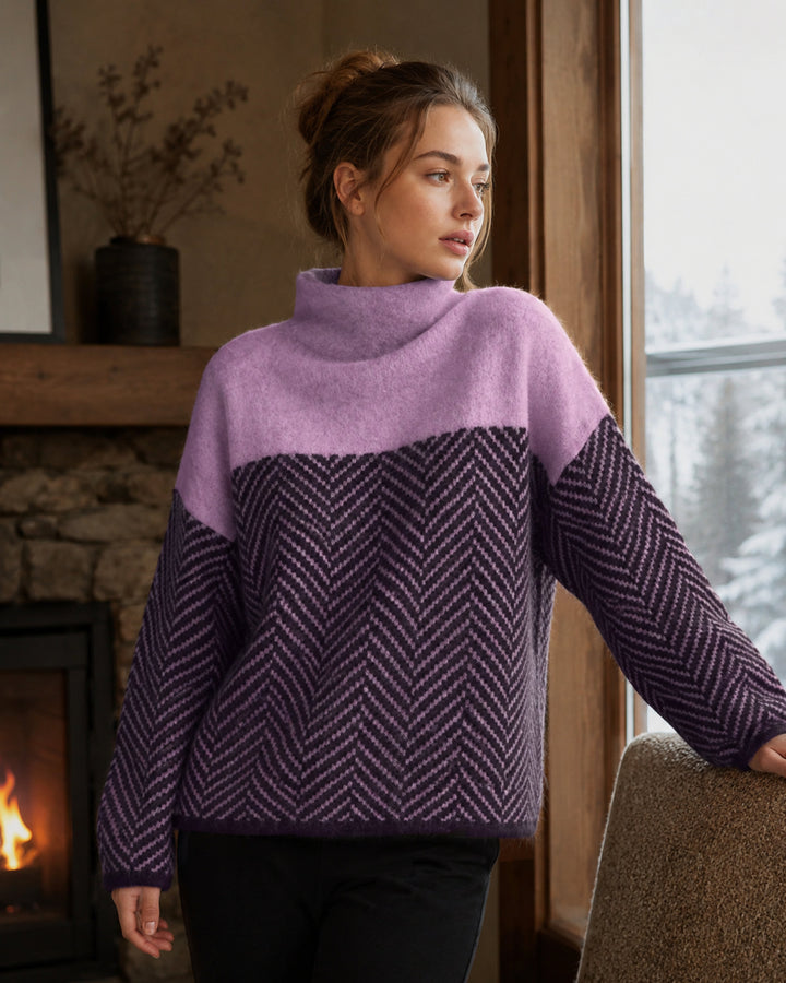 Damen Strickpullover mit Chevronmuster
