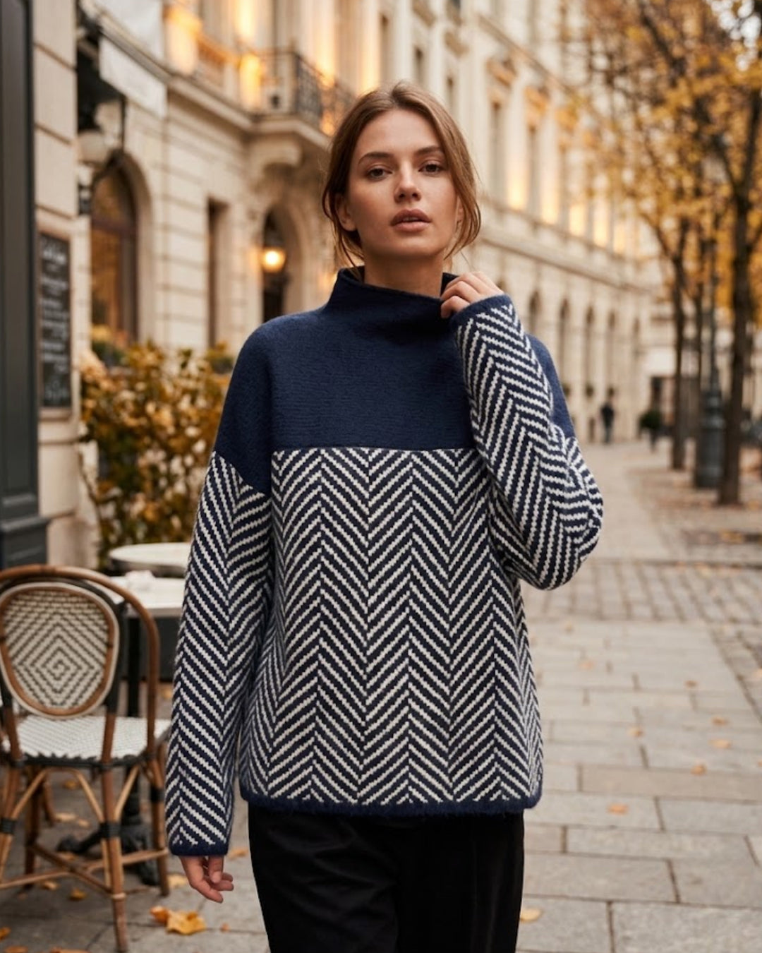 Damen Strickpullover mit Chevronmuster