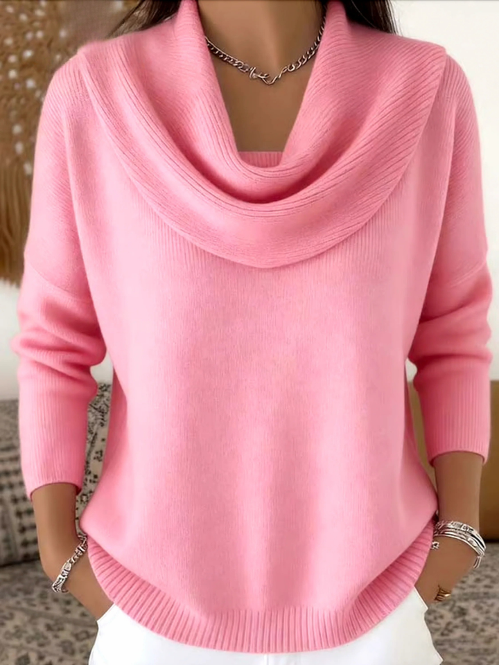 Damen Strickpullover mit drapiertem Schalkragen