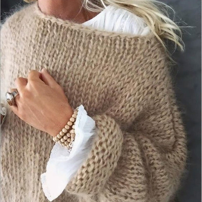 Damen Strickpullover mit flauschiger Oberfläche
