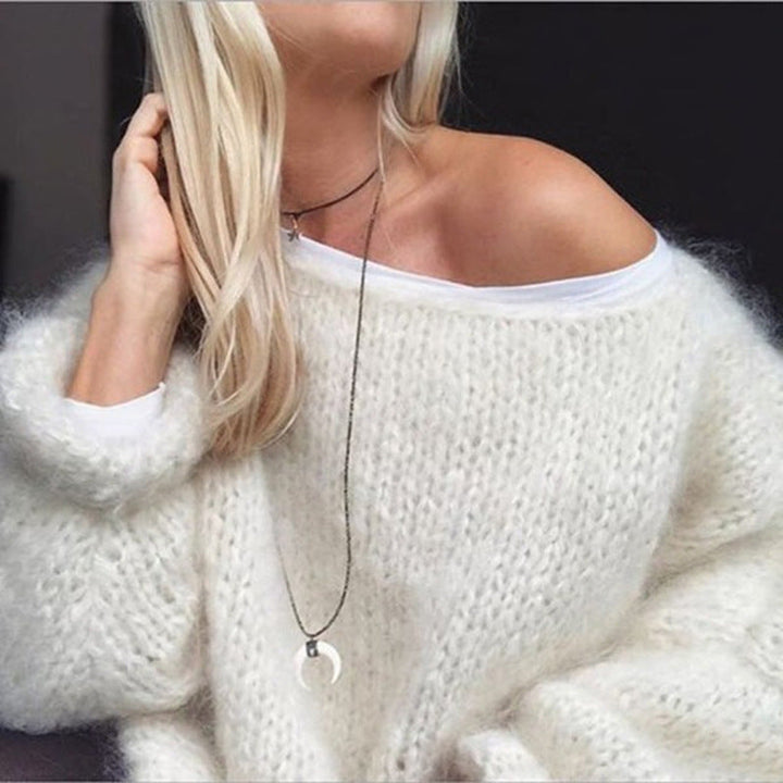 Damen Strickpullover mit flauschiger Oberfläche