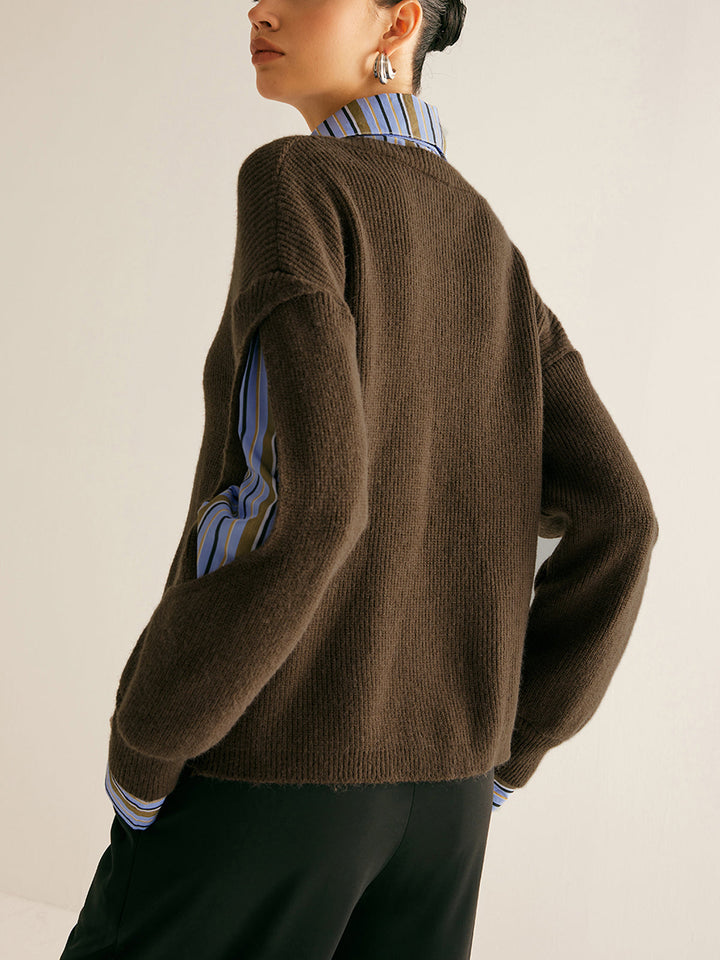 Damen Strickpullover mit seitlichen Ärmelschlitzen