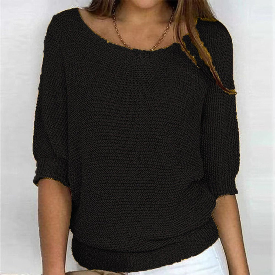 Damen Strickpullover mit weitem Rundhalsausschnitt