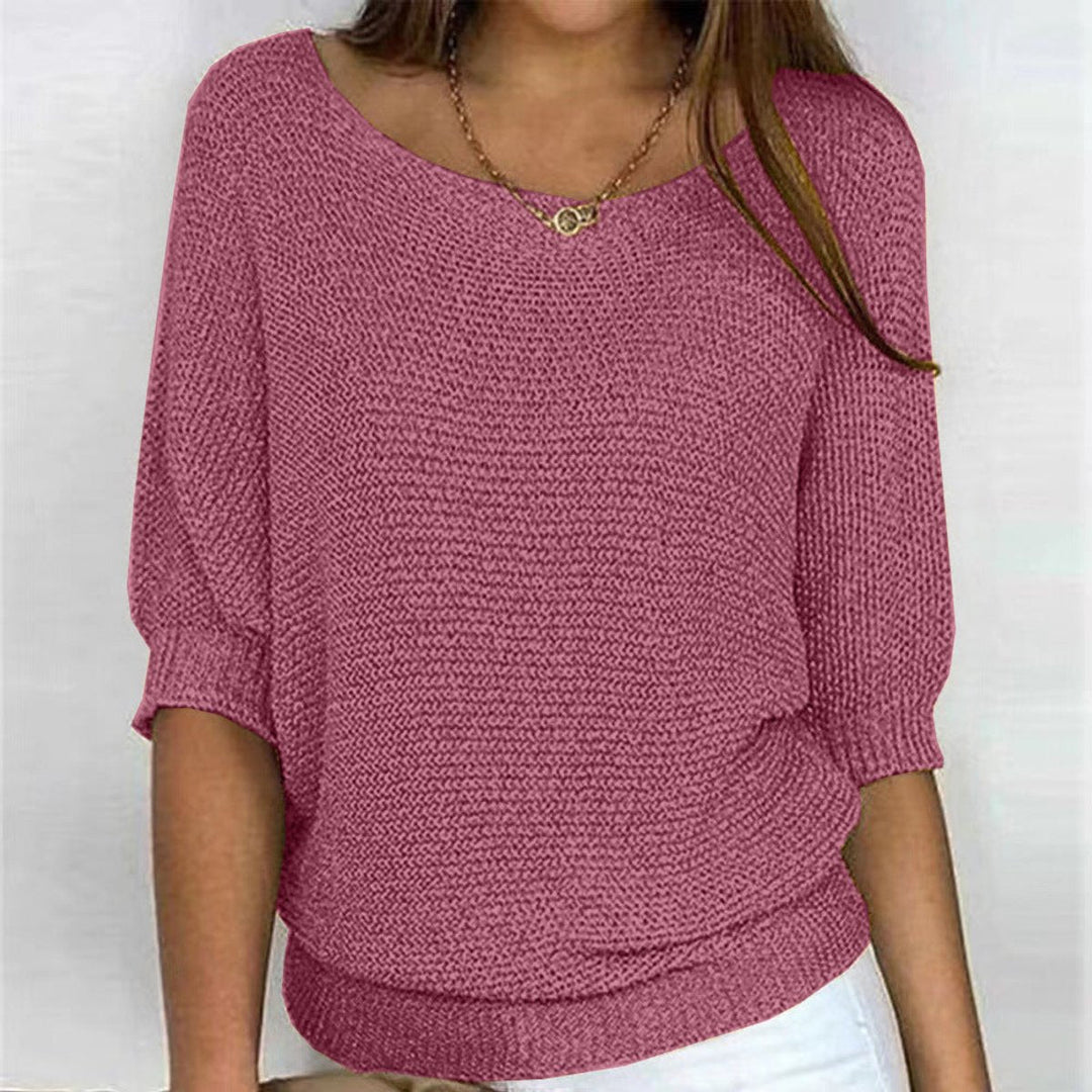 Damen Strickpullover mit weitem Rundhalsausschnitt