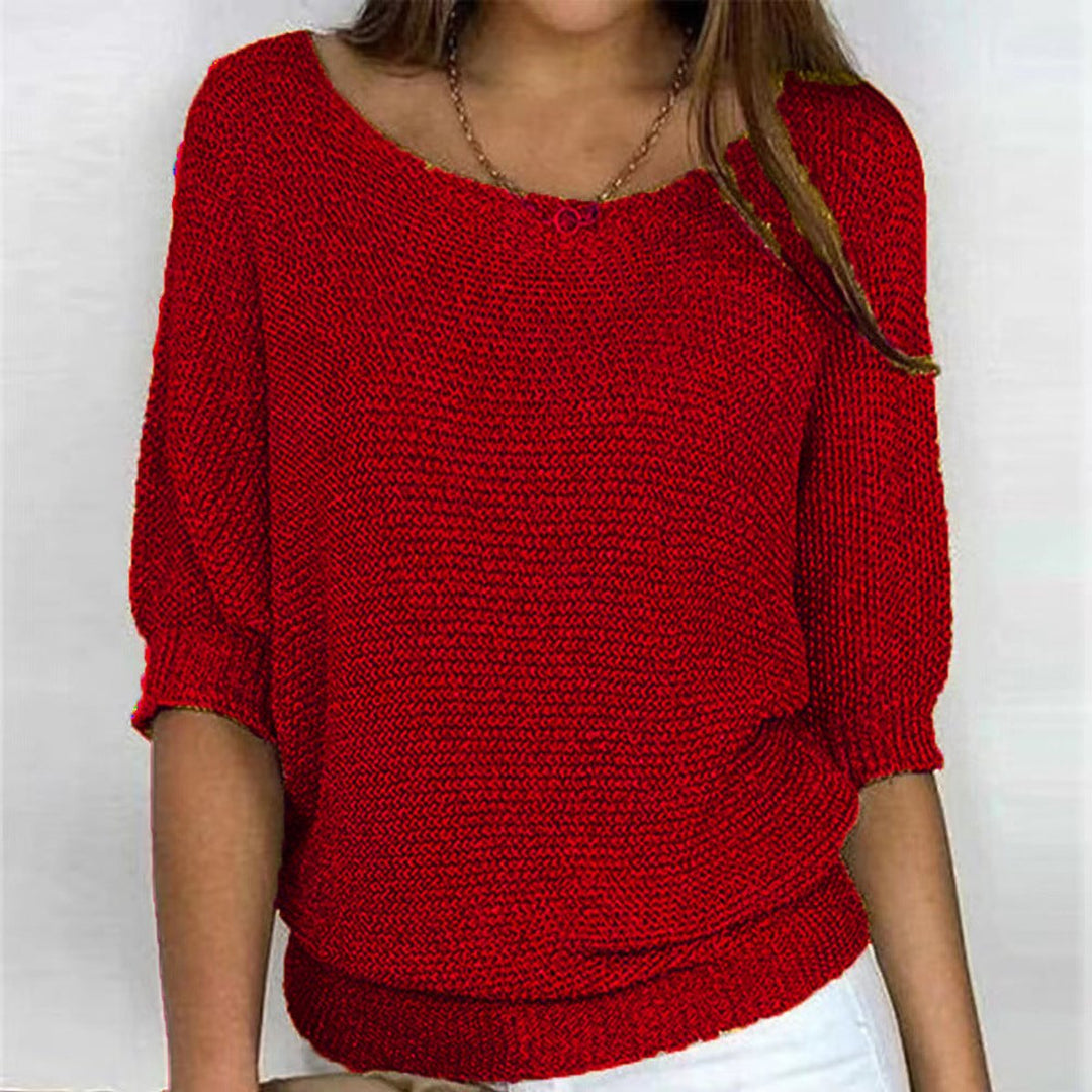 Damen Strickpullover mit weitem Rundhalsausschnitt