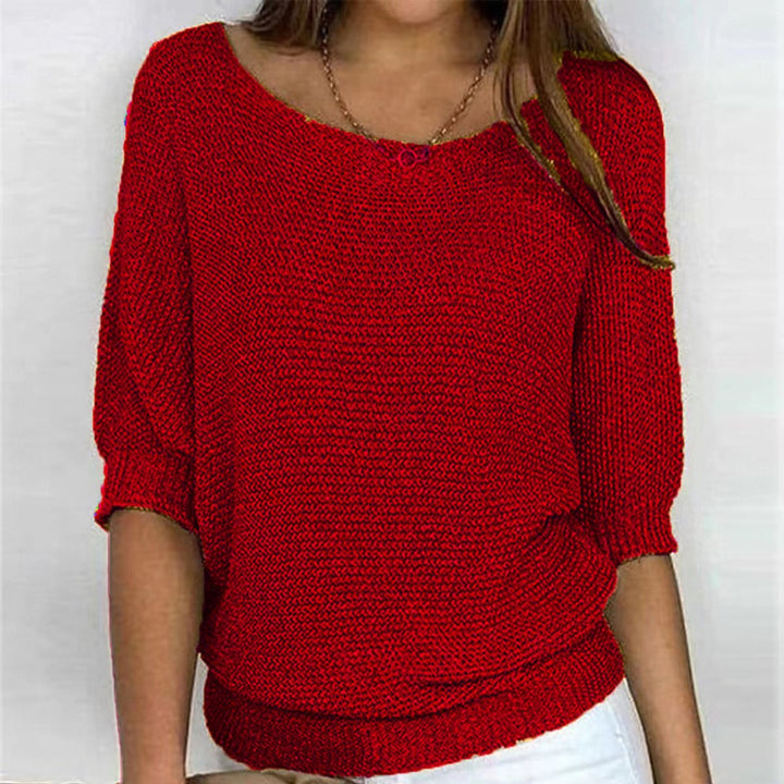Damen Strickpullover mit weitem Rundhalsausschnitt