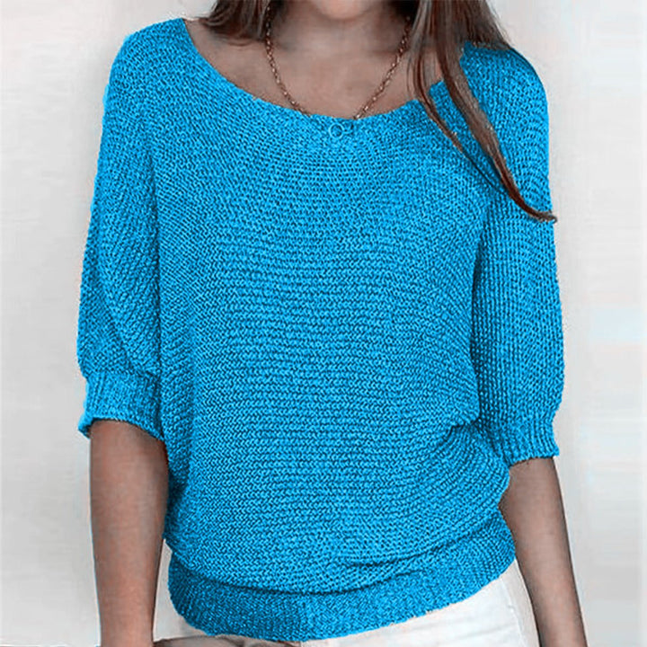 Damen Strickpullover mit weitem Rundhalsausschnitt