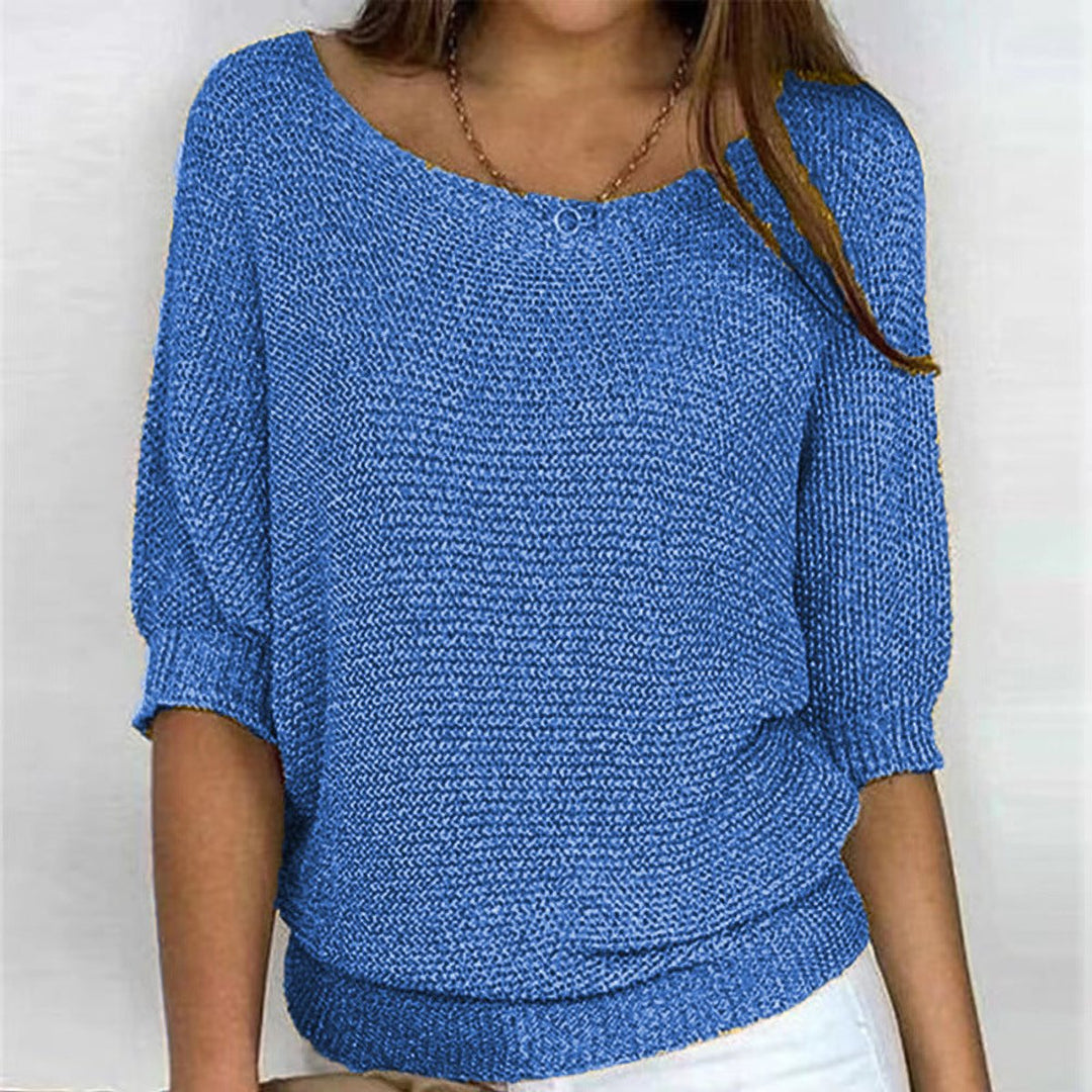 Damen Strickpullover mit weitem Rundhalsausschnitt