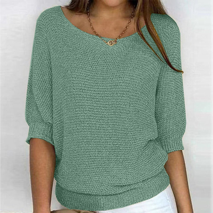 Damen Strickpullover mit weitem Rundhalsausschnitt