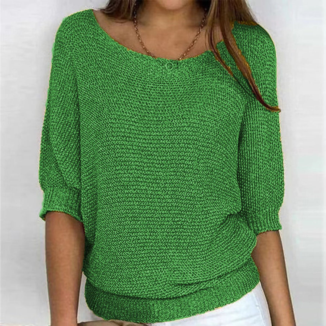 Damen Strickpullover mit weitem Rundhalsausschnitt