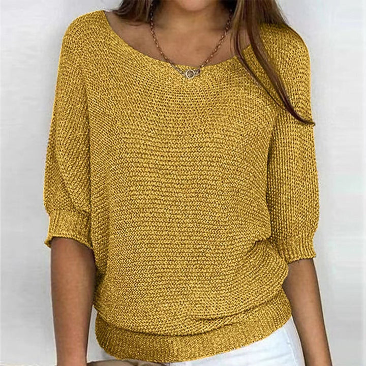 Damen Strickpullover mit weitem Rundhalsausschnitt