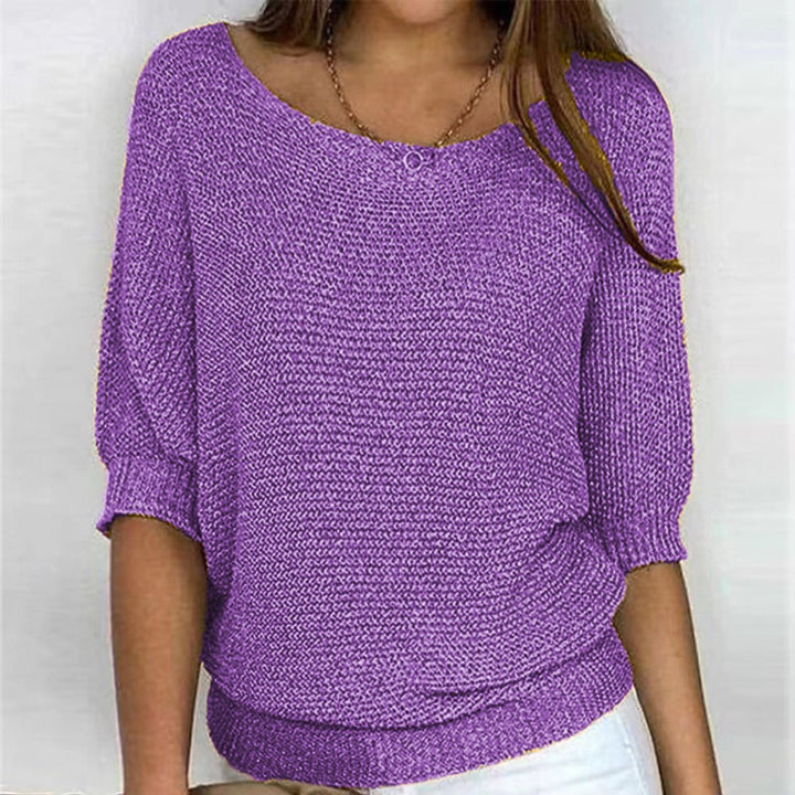 Damen Strickpullover mit weitem Rundhalsausschnitt