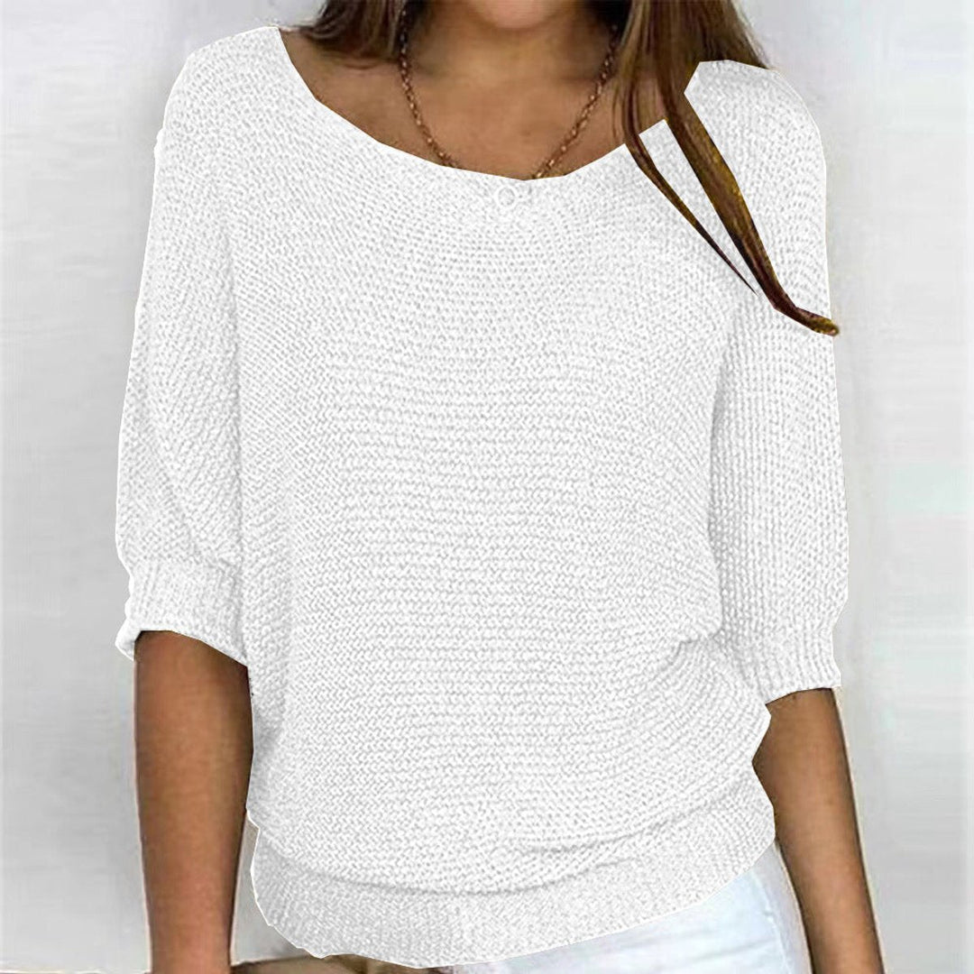 Damen Strickpullover mit weitem Rundhalsausschnitt