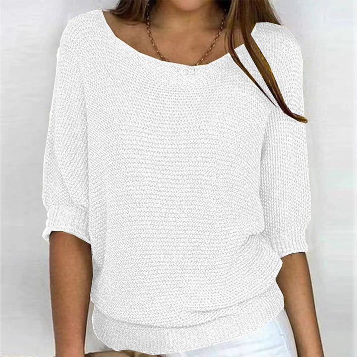 Damen Strickpullover mit weitem Rundhalsausschnitt