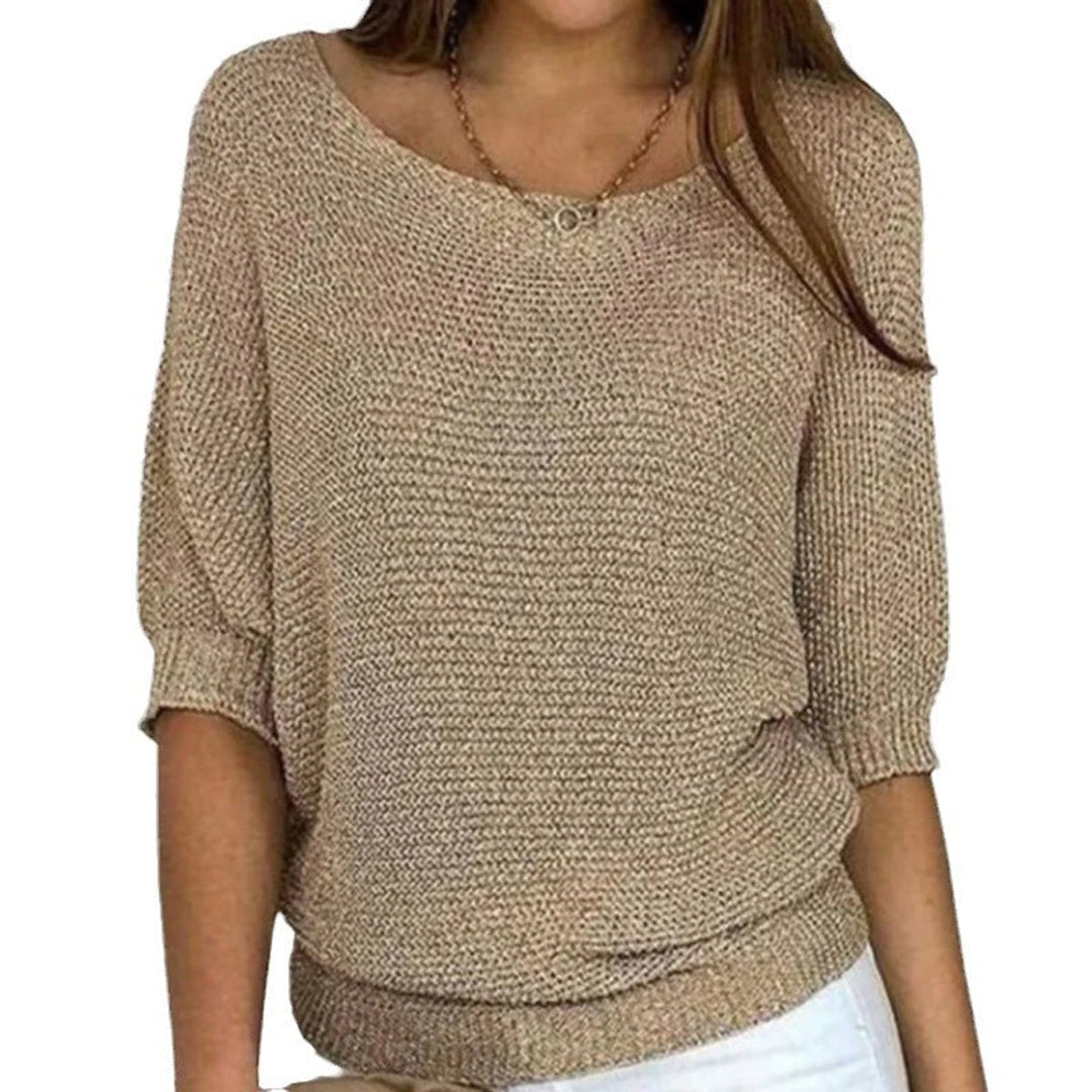 Damen Strickpullover mit weitem Rundhalsausschnitt