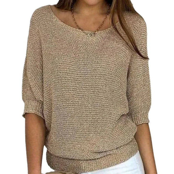 Damen Strickpullover mit weitem Rundhalsausschnitt