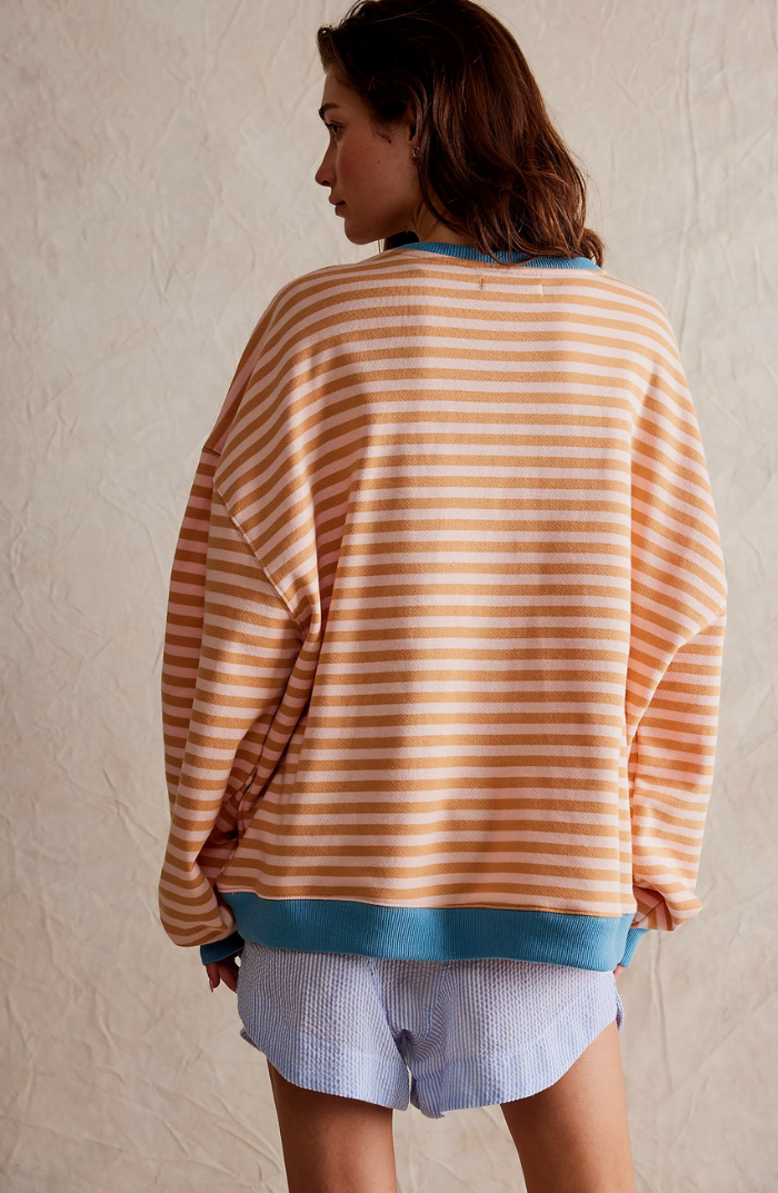 Damen Sweatshirt mit schmalen Streifen und Rundhals