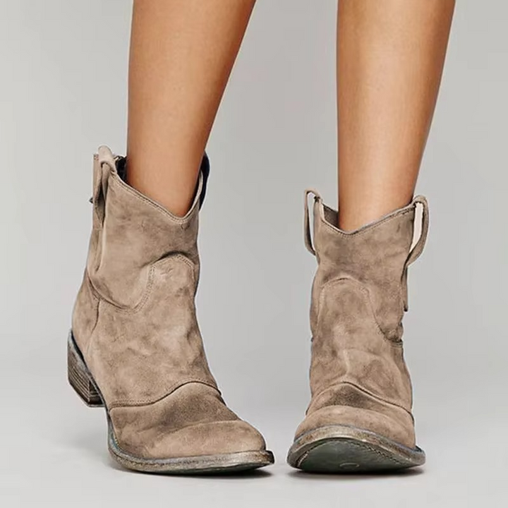 Damen Western-Boots mit niedrigem Absatz und Zugschlaufen